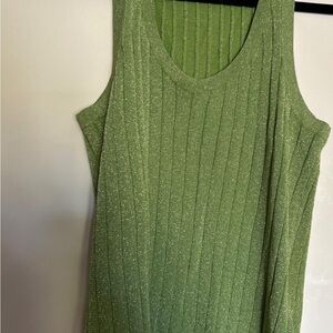 Zara Green Ribbed Sleeveless Tank Top